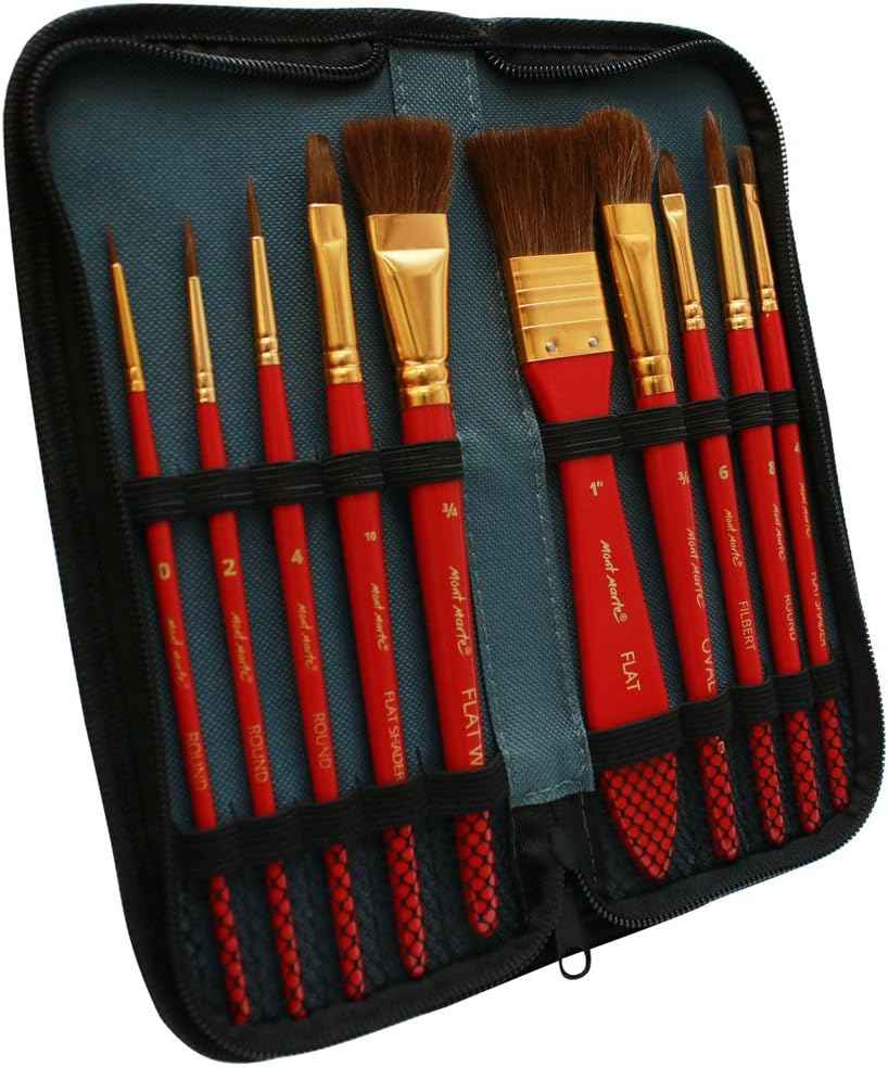 Mont Marte Art Paint Brushes Set with Case,10 Different Size - TTpen
