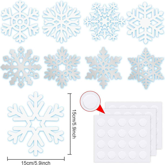 45pcs Winter Christmas Snowflake Paper Cutouts with Glue Point Dots - TTpen