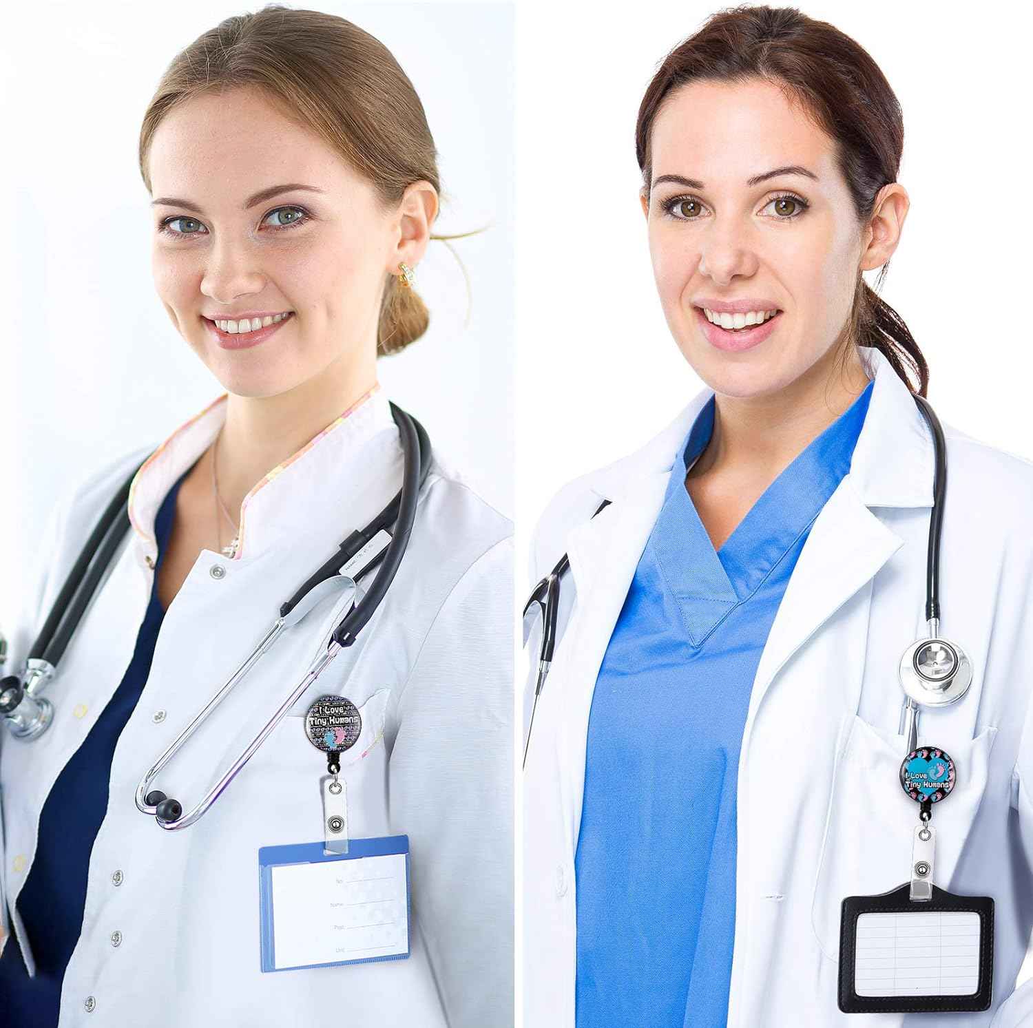 12Pcs I Love Tiny Humans Retractable Badge Holder for Pediatric Nurses - TTpen
