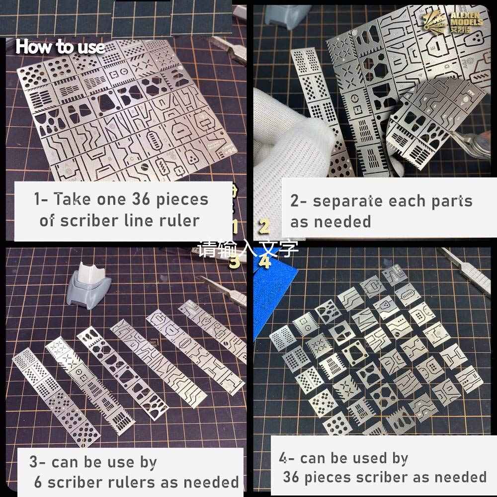 36PCS Carving Auxiliary Ruler Stainless Steel Drill Hole Detail Maker - TTpen