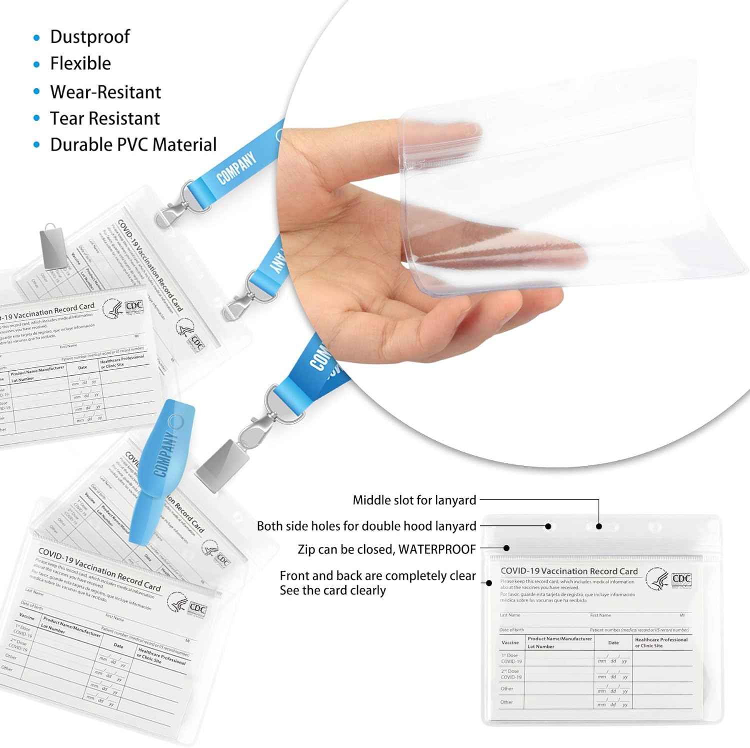 50Pcs Clear Plastic Horizontal Name ID Card Badge Holders,4x3 Inches - TTpen