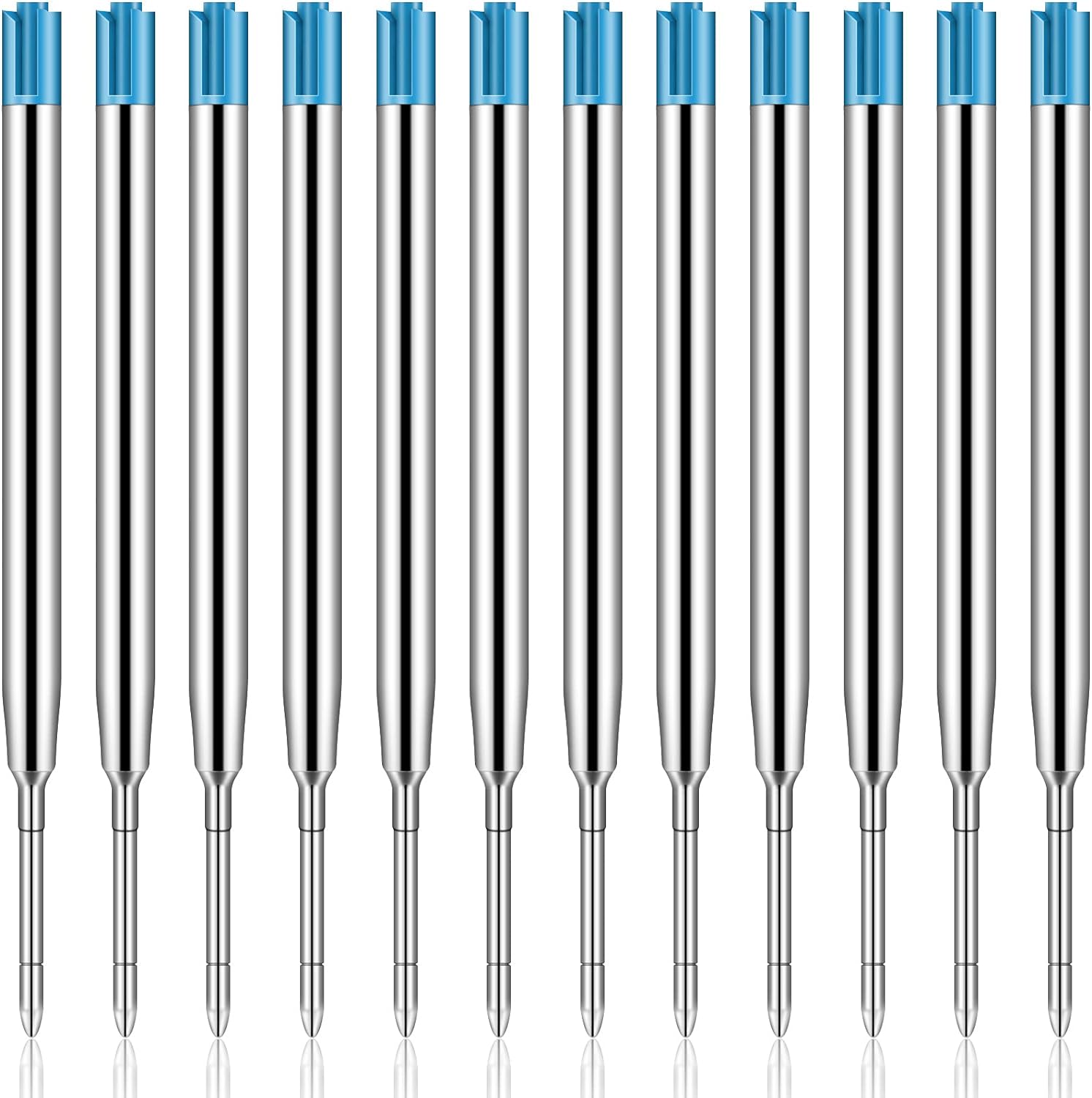 12pcs Metal Ballpoint Pen Refills Black Blue Ink 1.0mm Blue