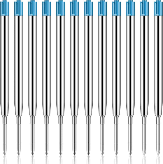 12pcs Metal Ballpoint Pen Refills Black Blue Ink 1.0mm Blue