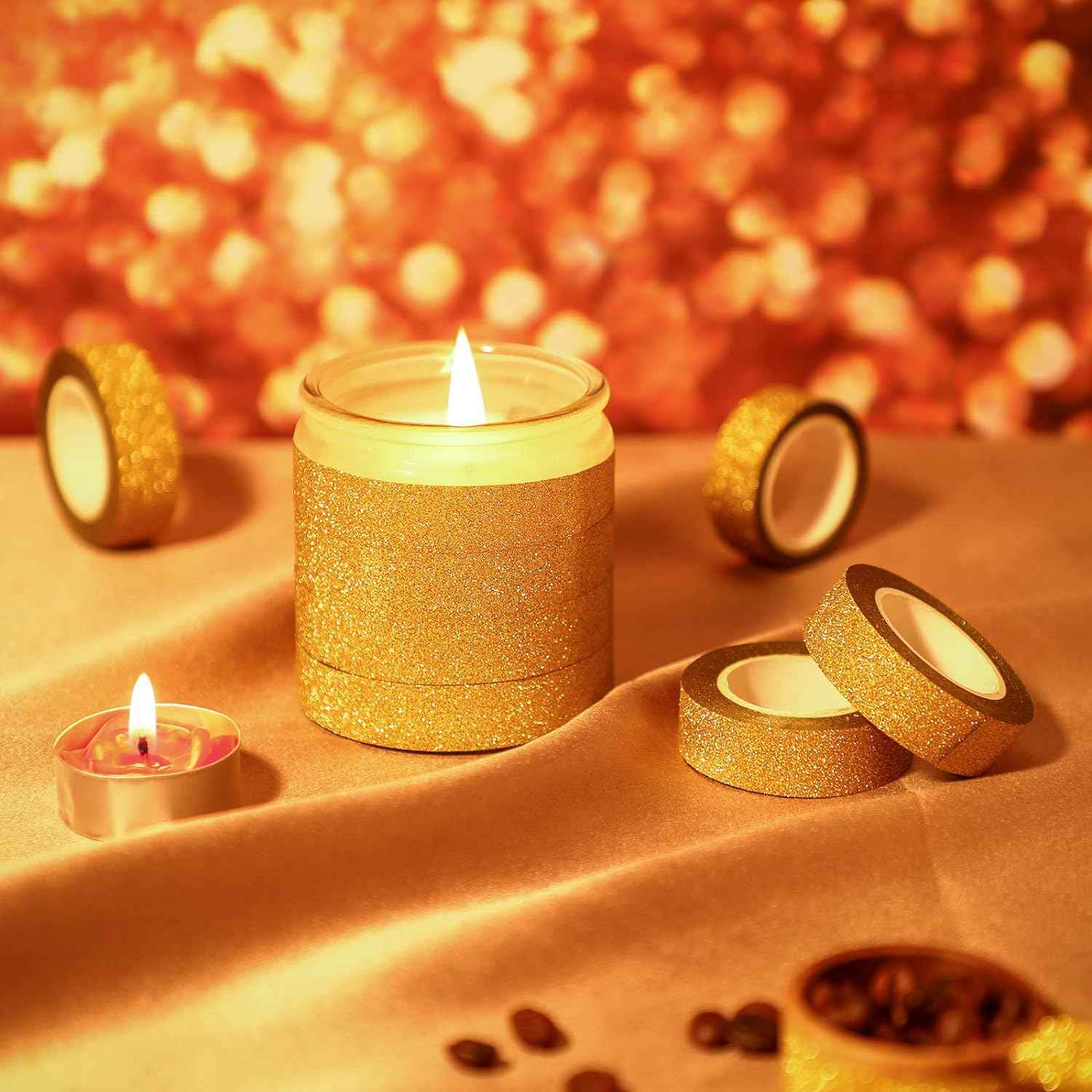 4 Rolls 0.6Inch x 11 Yards Glitter Washi Tape Crafting Masking Tape - TTpen