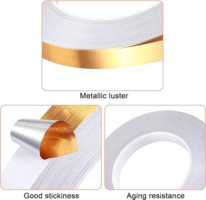 3 Rolls Self Adhesive Metalized Polyester Film Tape Gold - TTpen