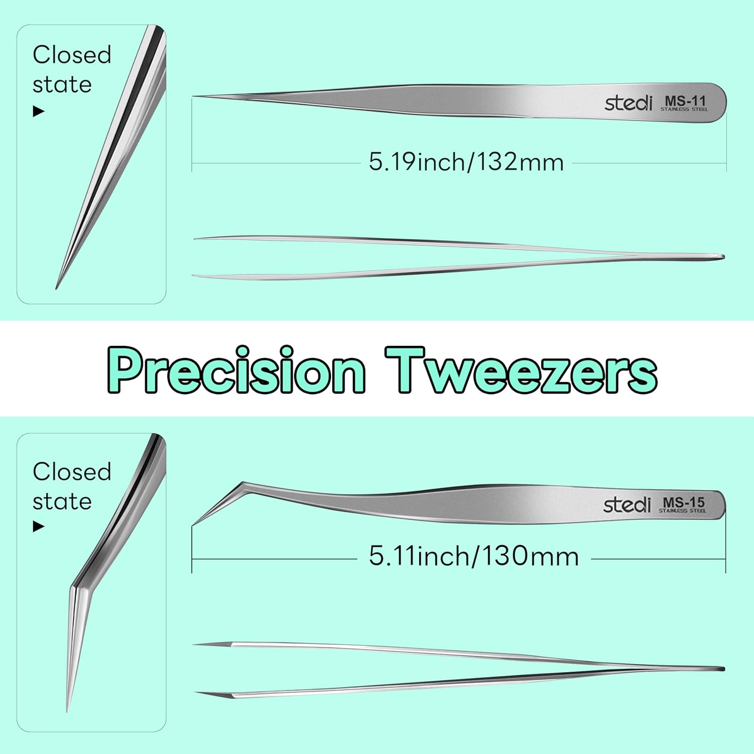 Stedi 2PCS Precision Tweezers Set Straight & Curved Tip for Gundam - TTpen