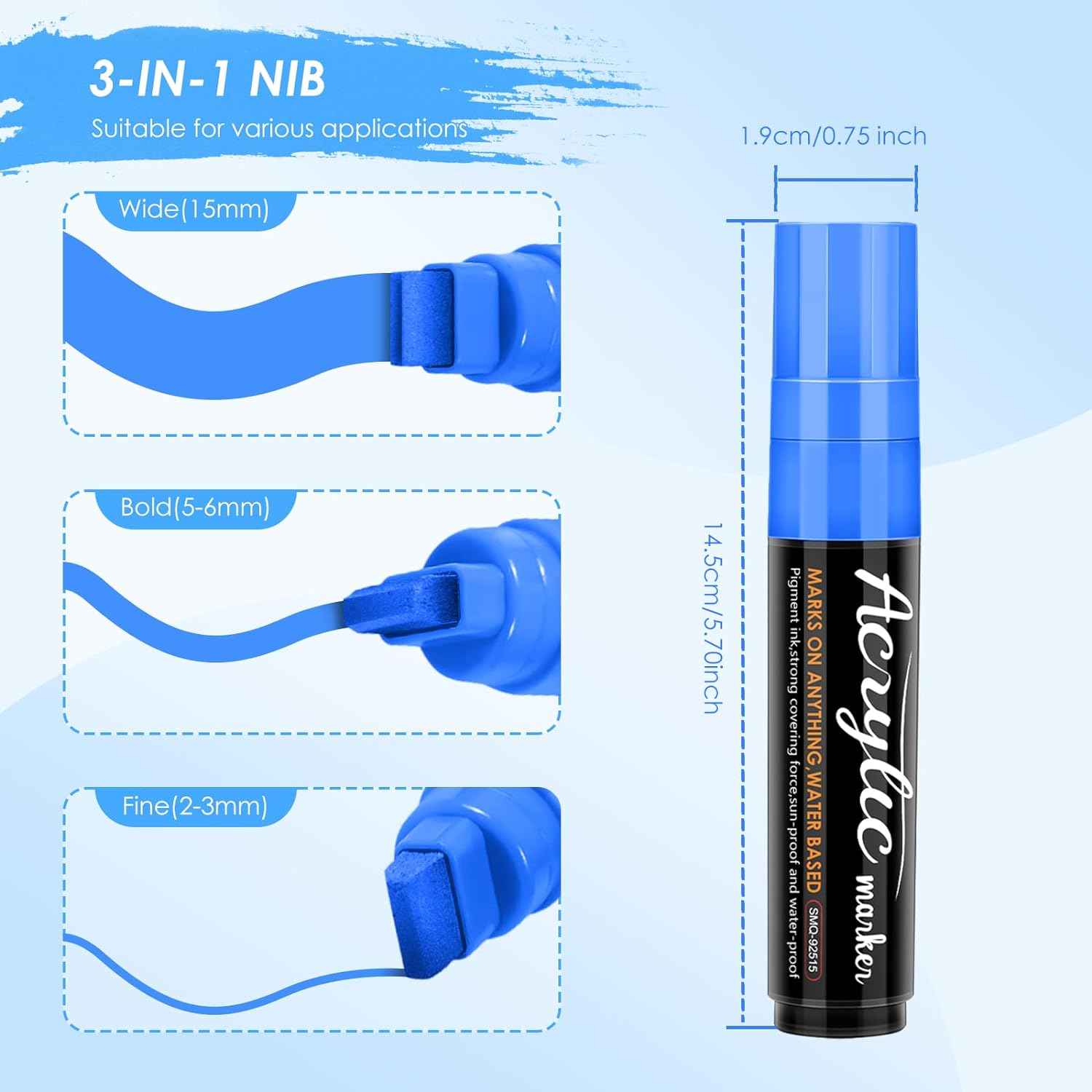 10 Colors Acrylic Paint Markers 15MM Jumbo Felt Tip