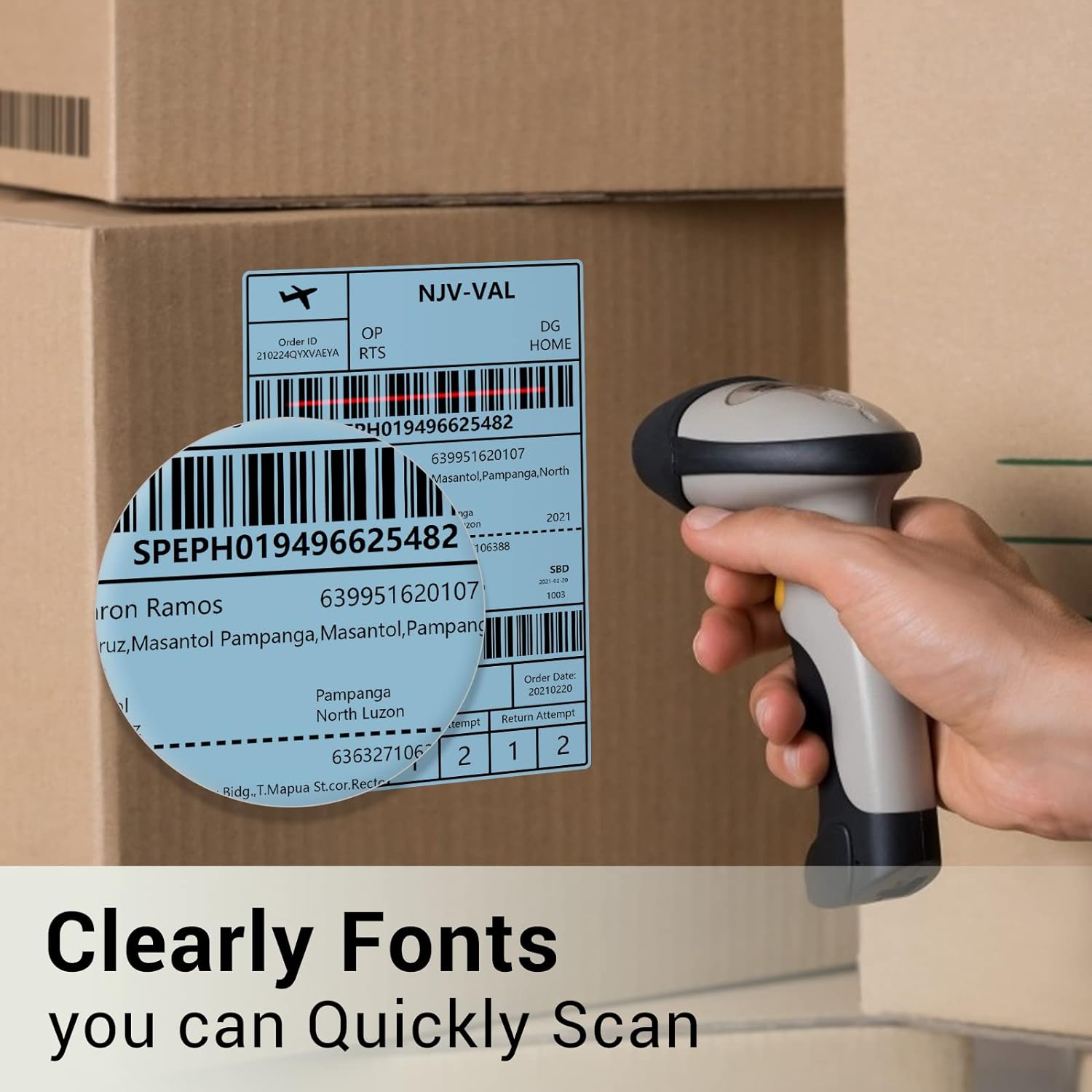 Phomemo 4"x6" Thermal Direct Shipping Label,Fan-Fold 500 Labels Blue