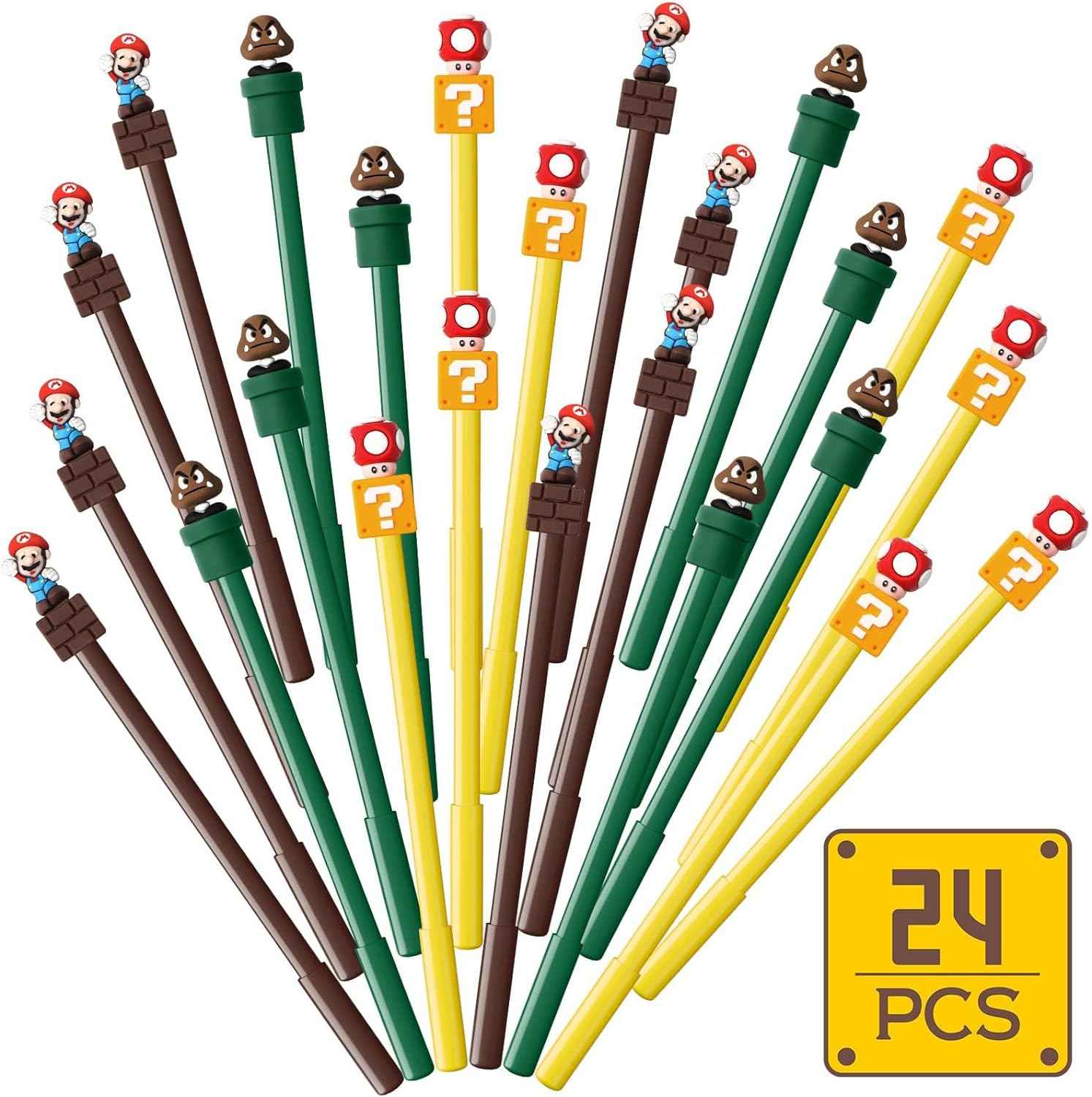 24Pcs Mario Party Favors Gel Pen - Mario Themed Gifts for Kids - TTpen
