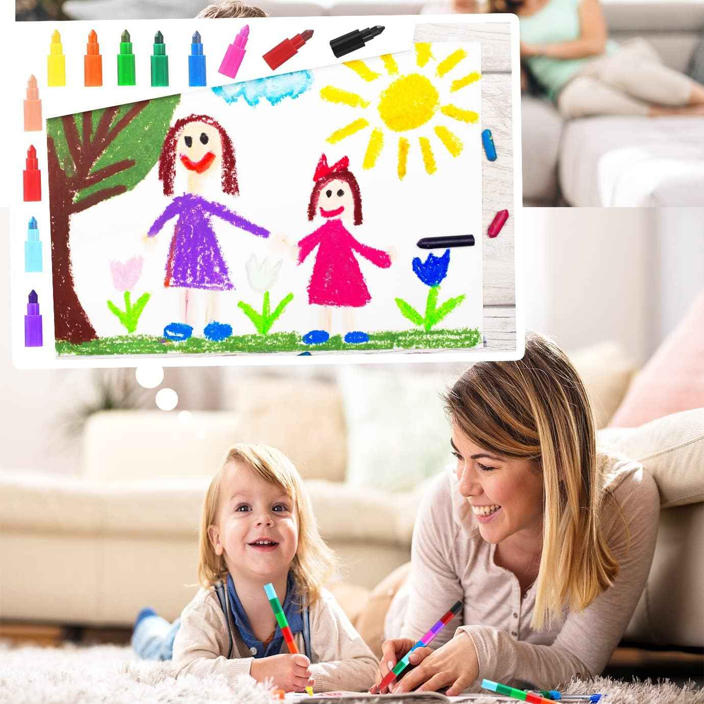 18Pcs Stacking Buildable 12in1 Wax Crayons for Kids - TTpen