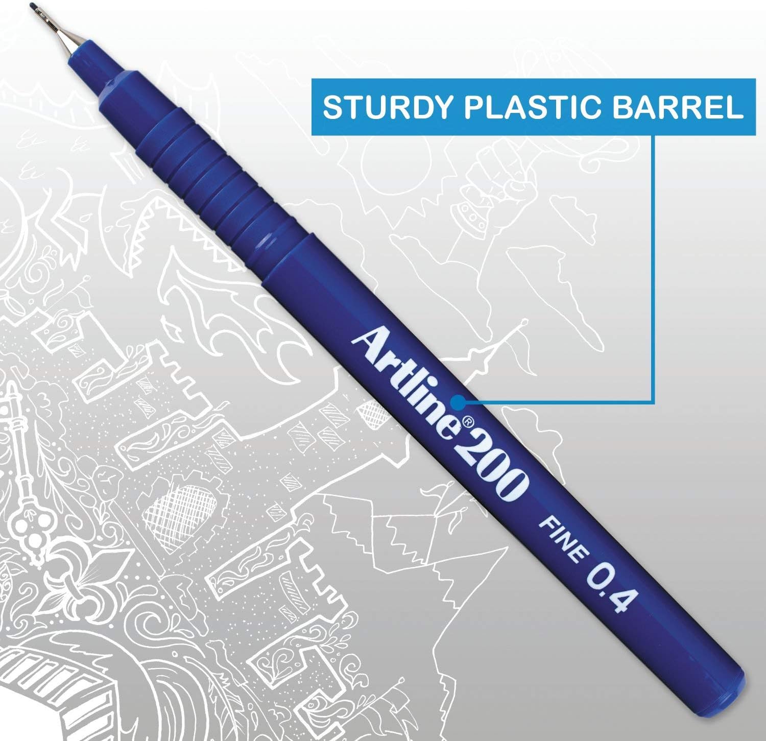 Artline 200 Fineliner Writing Pens, 0.4mm Assorted Colors, 4 Pack