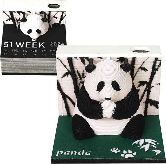 2024 Time Piece Panda 3D Calendar Memo Pad with Pen Holder - TTpen