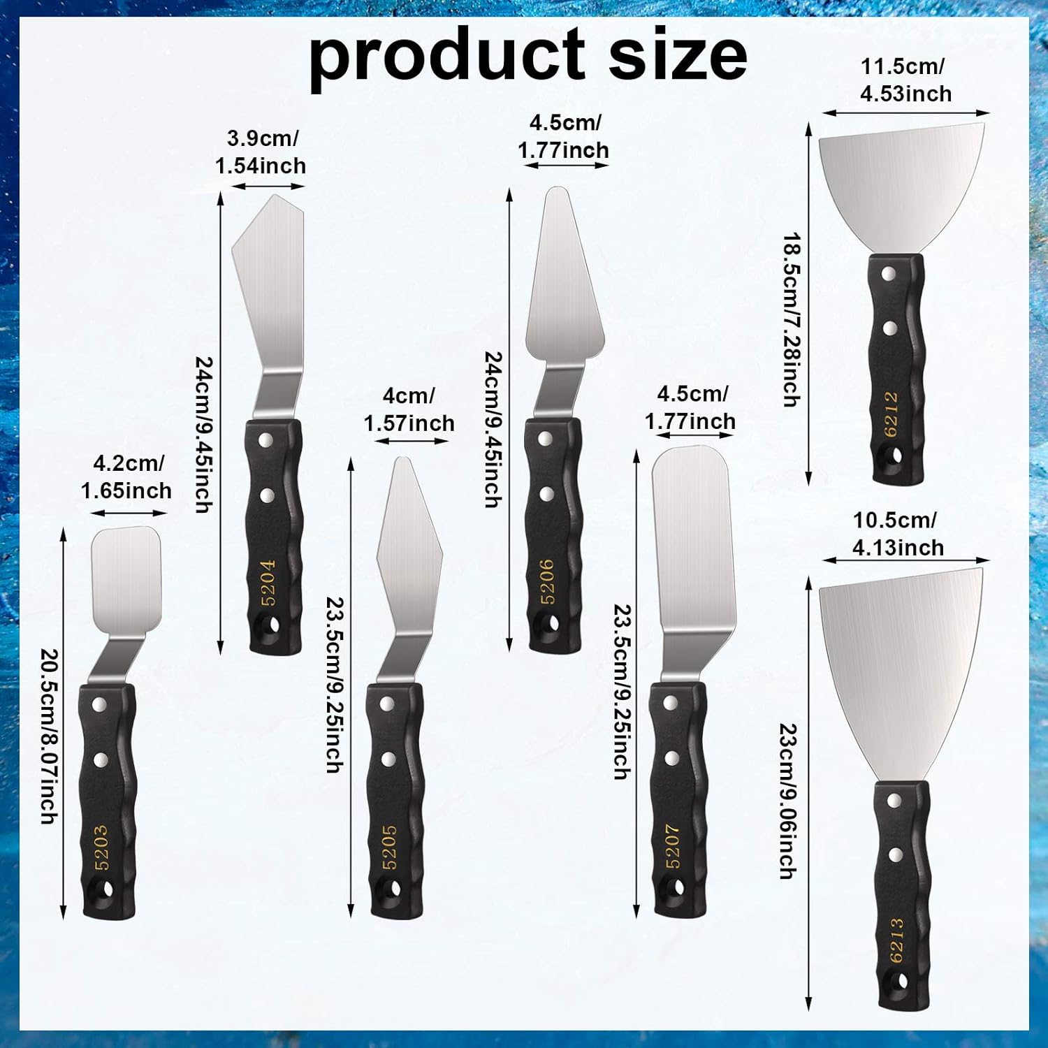 7Pcs Large Painting Knives Stainless Steel Spatula Palette