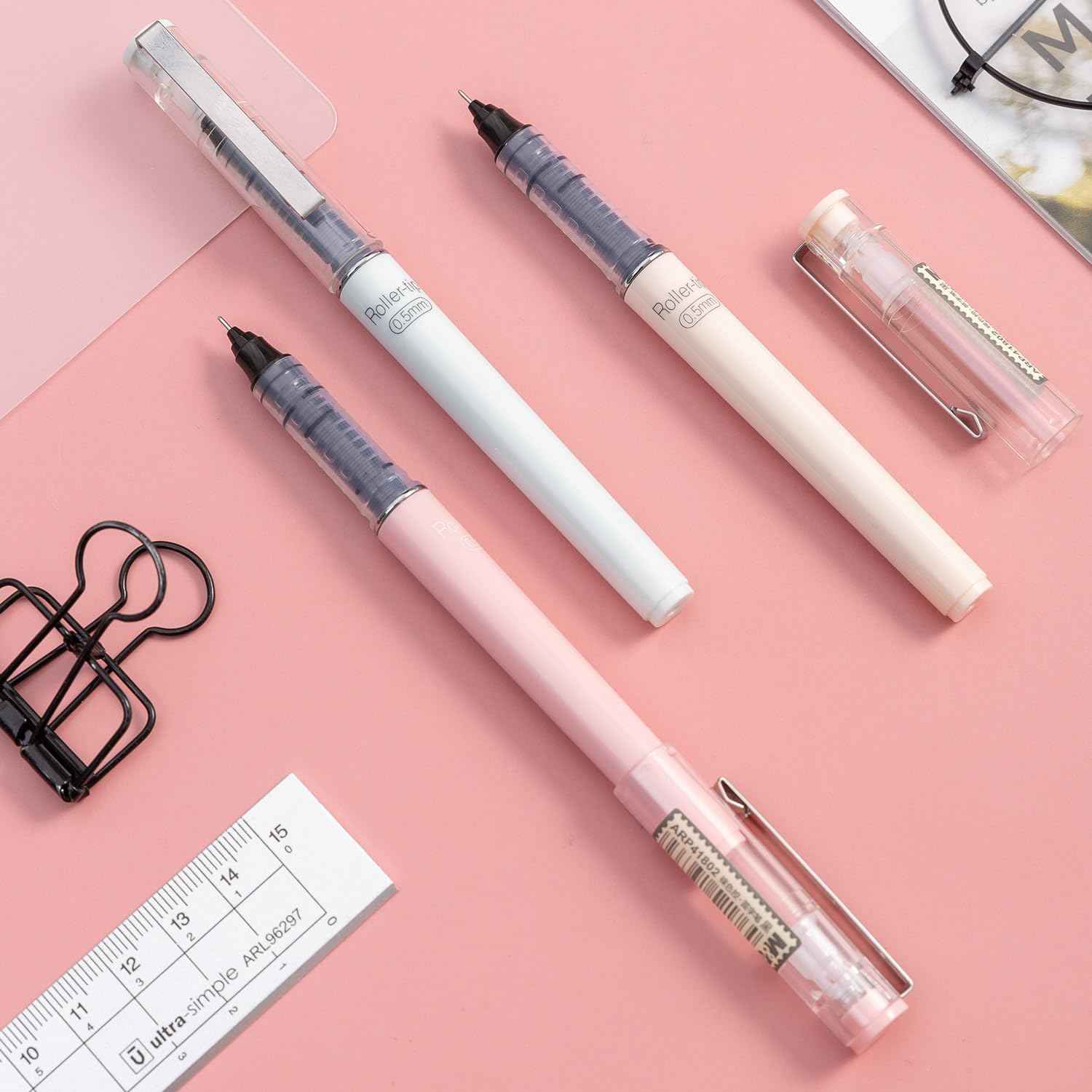 M&G Liquid Rollerball Pen,0.5mm Fine Point Pen with Black Ink 6 Pack - TTpen