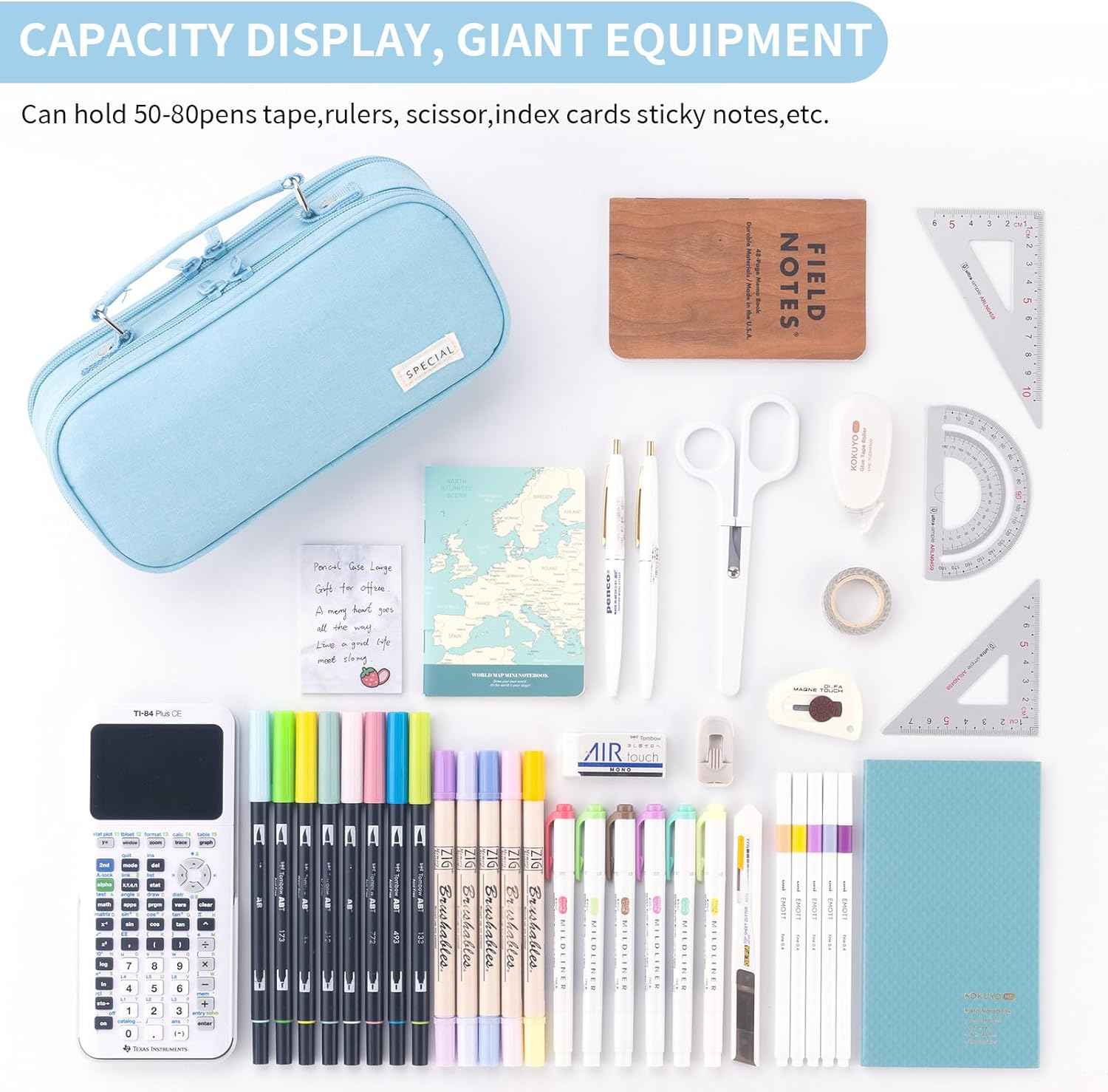 HVOMO Large capacity pencil case Pencil Pouch Double Zipper Storage Bag 3 Compartments Portable Multifunctional bag Desk Organizer School Marker Pen Casey(Dark Pink) - TTpen