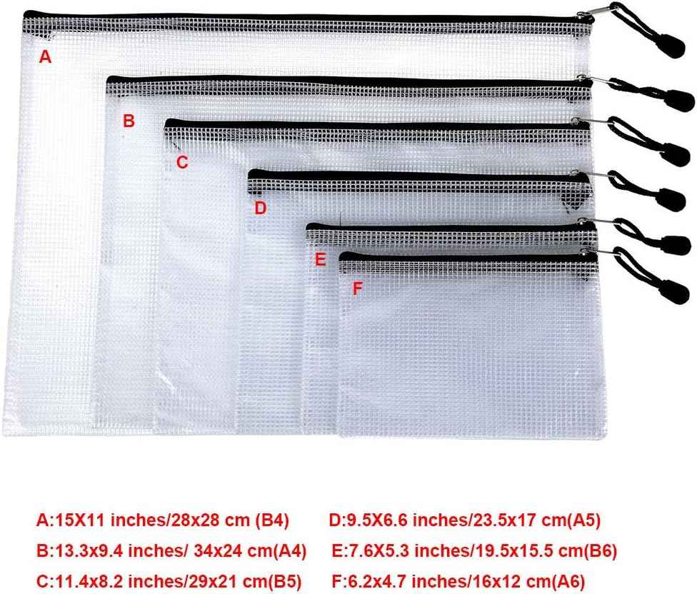 12pcs Mesh Zipper Pouch Document Folders Bag A6 A5 A4 B4 A3 - TTpen