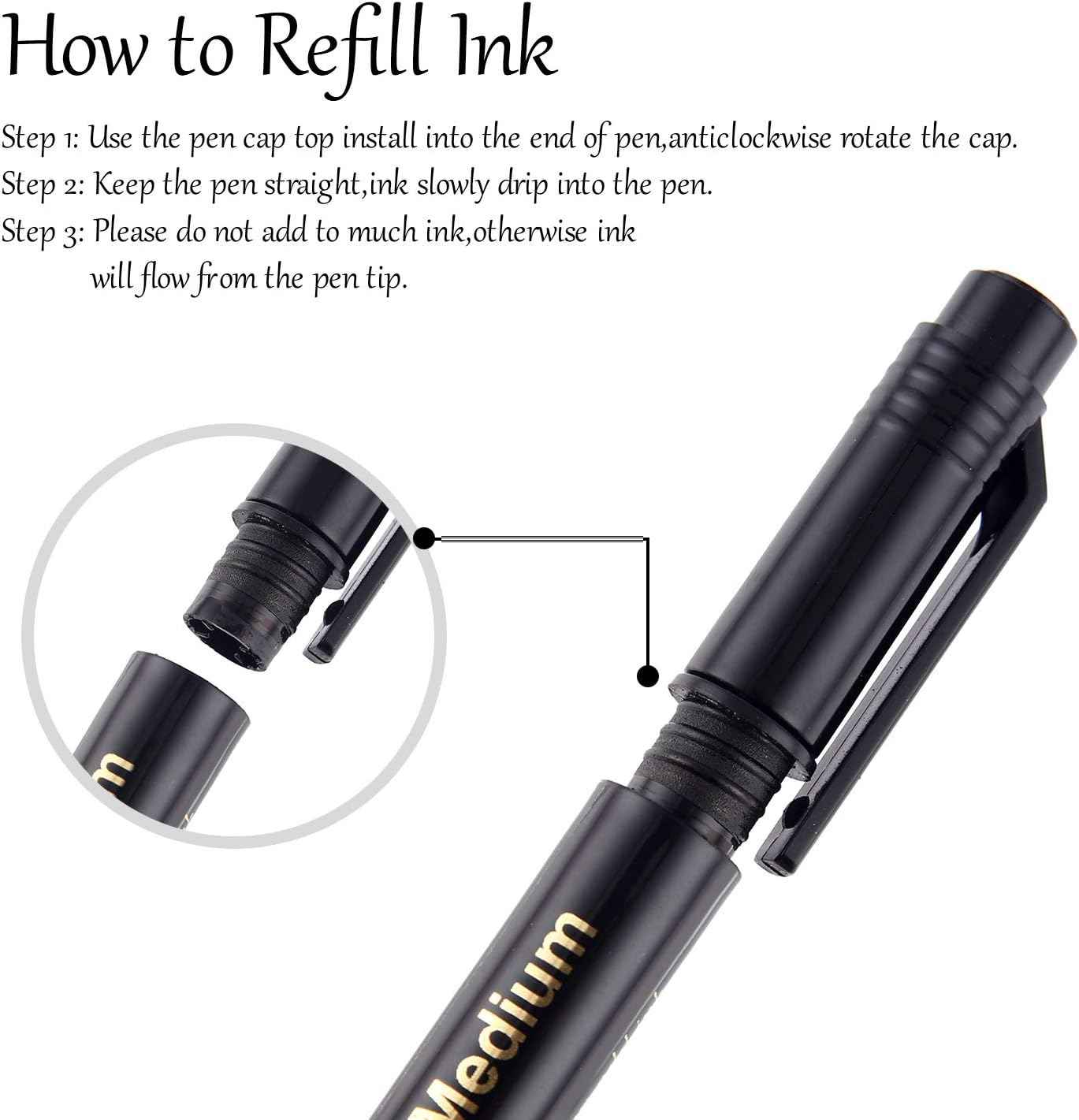 Guangna Calligraphy Pens Set Black Art Markers 6 Pack - TTpen