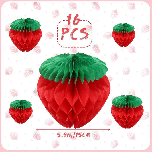 6 Inch Tissue Paper Strawberry Ball Decoration Red - TTpen