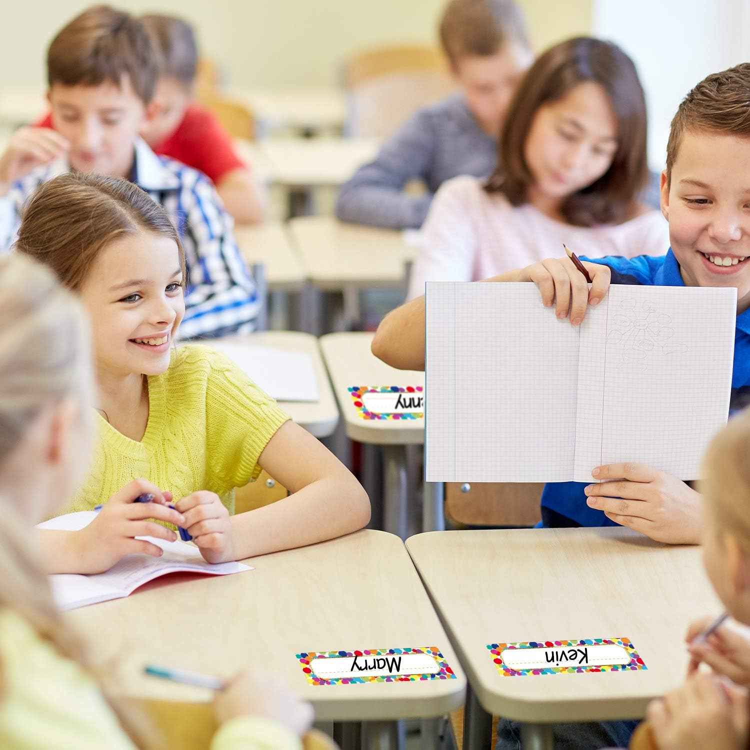 Confetti Name Plates Colorful Dots Desk Self-Adhesive Stickers 48 Pack - TTpen