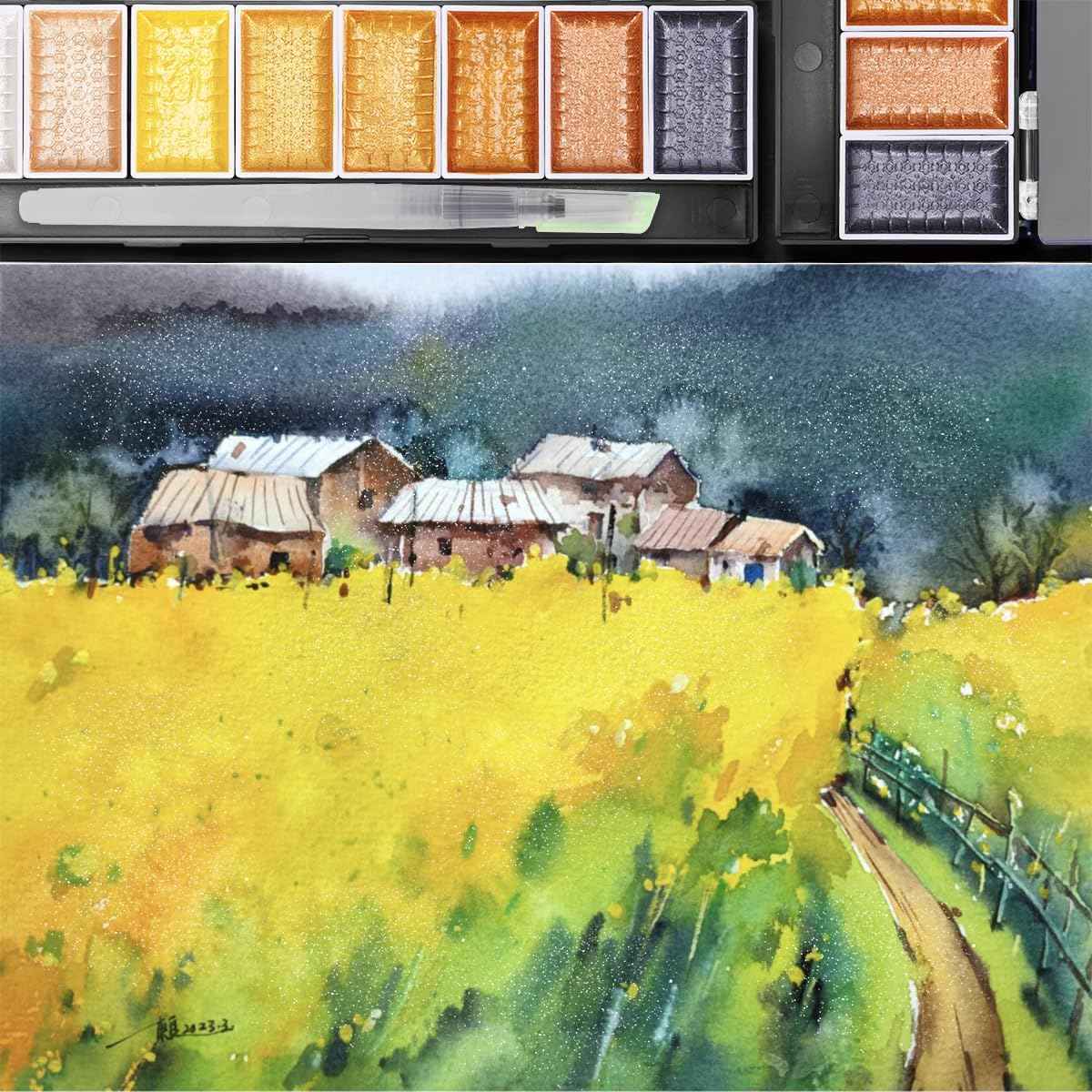 Superior Metallic Waterolor Paints,8 Shimmery Gold Colors - TTpen