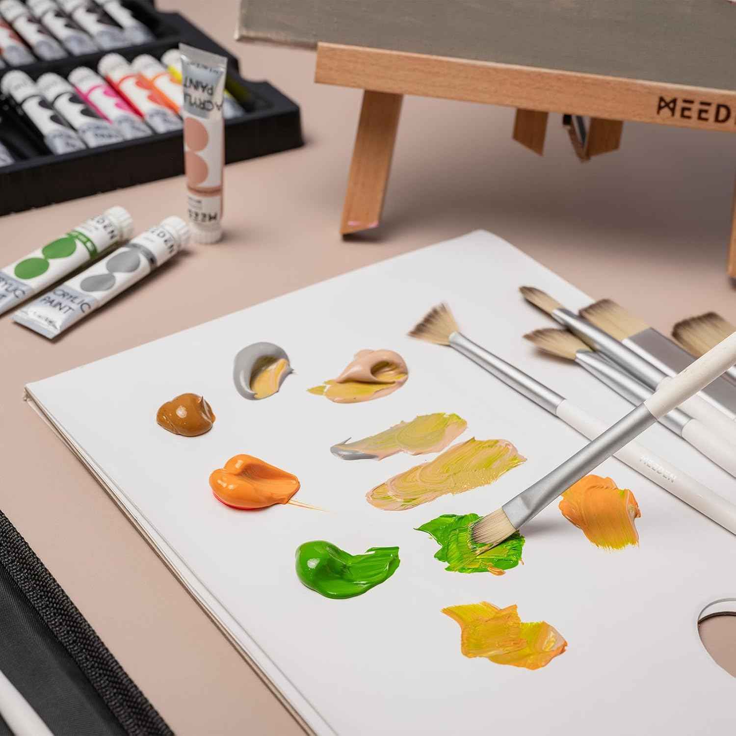 MEEDEN Artist Acrylic Paint Brushes 15 Piece with Carry Case