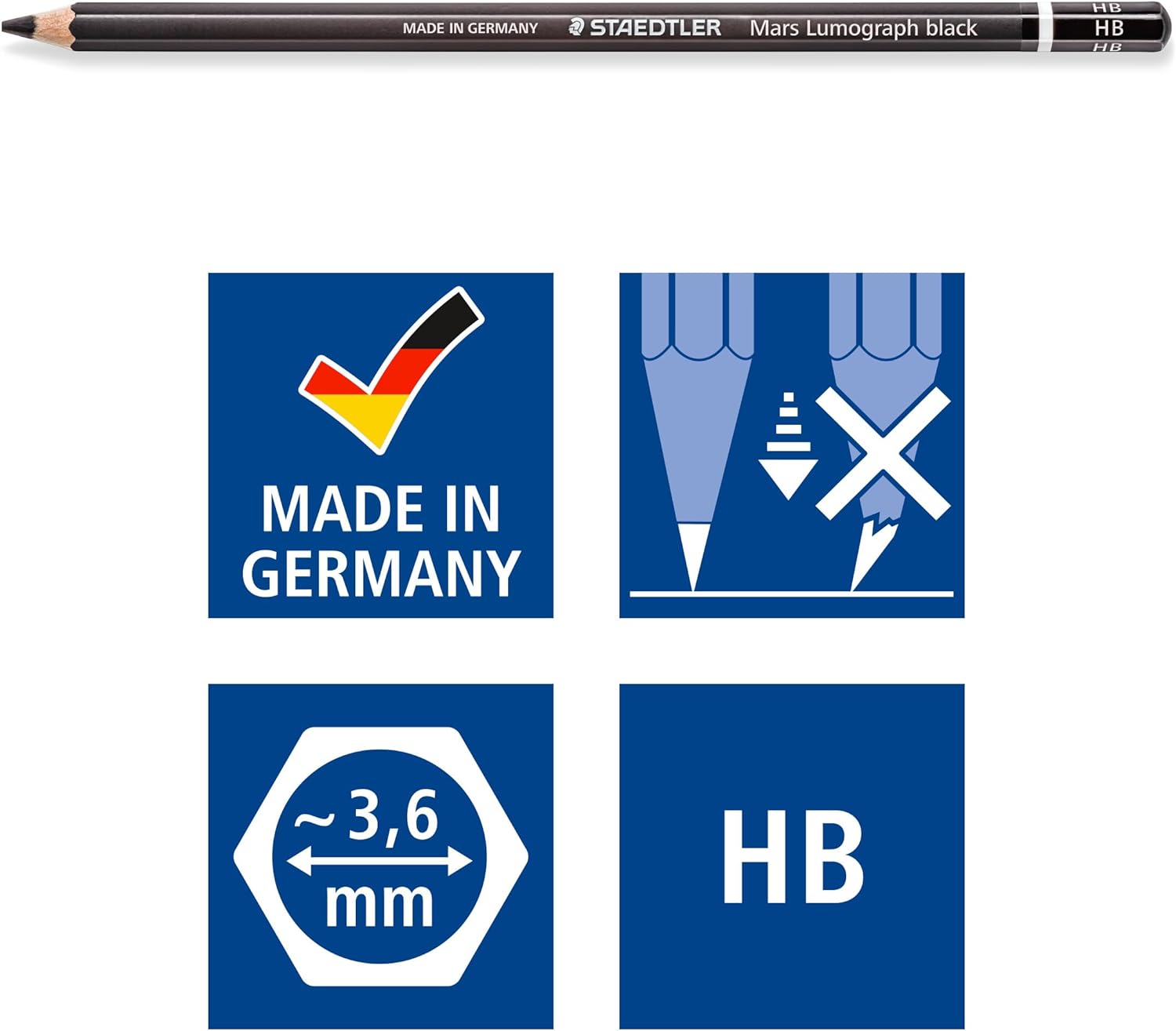 STAEDTLER Mars Lumograph Black Art Pencils,100B-HB,12 Pack