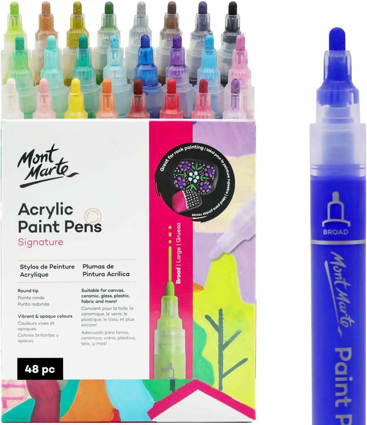 Mont Marte Signature Acrylic Paint Pens,48 Piece,Round Tip (3mm) - TTpen