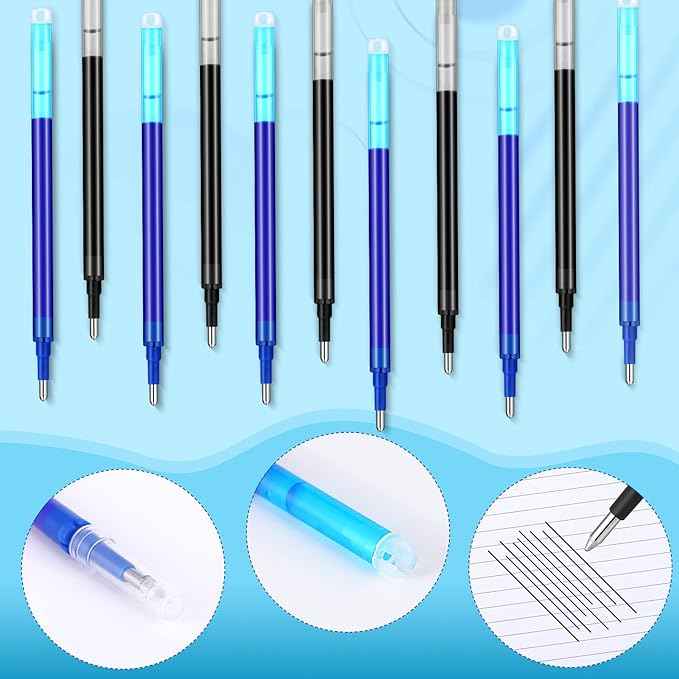 24 Pieces Erasable Gel Ink Pen Refills Point 0.5 mm (Black,Blue) - TTpen