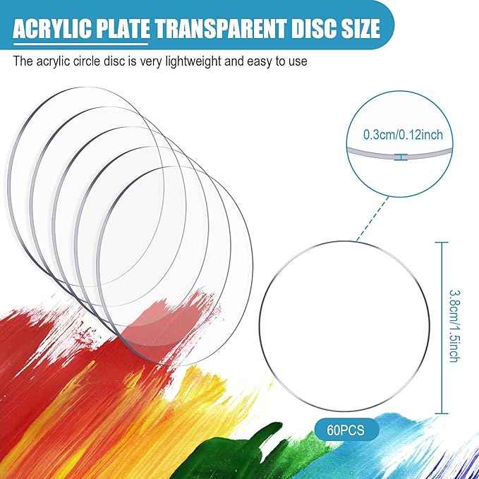 60pcs Transparent Acrylic Circle Discs for DIY Project Craft 1.5 Inch - TTpen