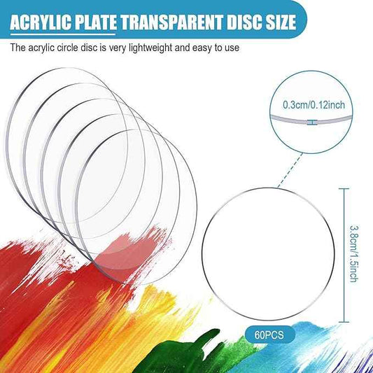 60pcs Transparent Acrylic Circle Discs for DIY Project Craft 1.5 Inch - TTpen