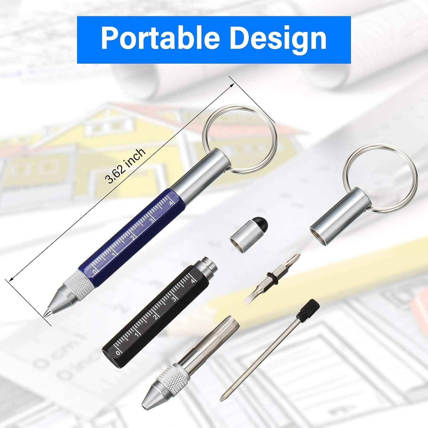 4Pcs 6In1 Multitool Tech Tool Pen Key Ring Screwdriver Pen with Ruler - TTpen
