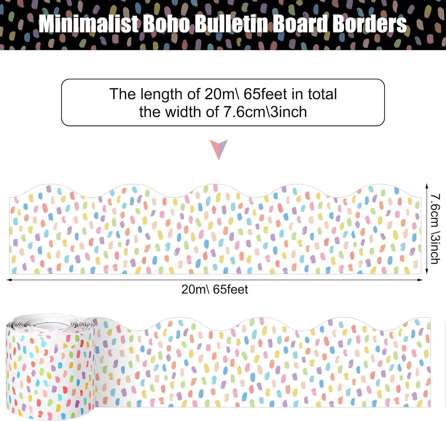 65 Feet Bulletin Board Dots Decorative Trim Borders - TTpen