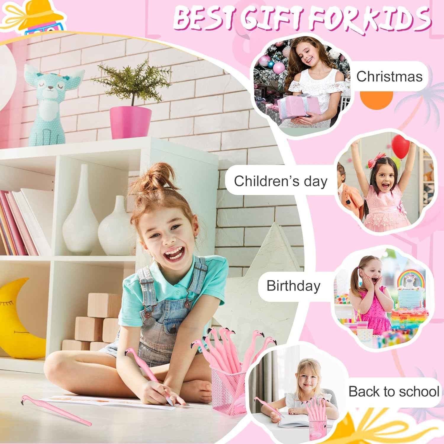 14Pcs Metal Flamingo Gel Pens and Pencil Holder Set Pink - TTpen