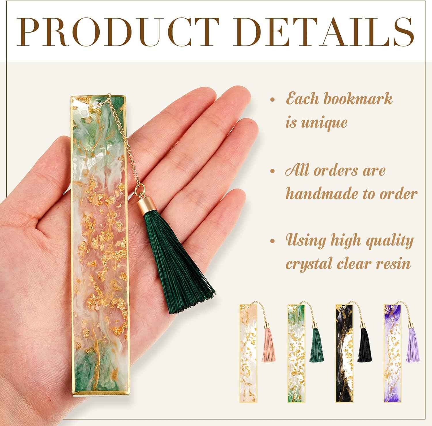 4Pcs Handmade Resin Bookmarks with Tassels - TTpen