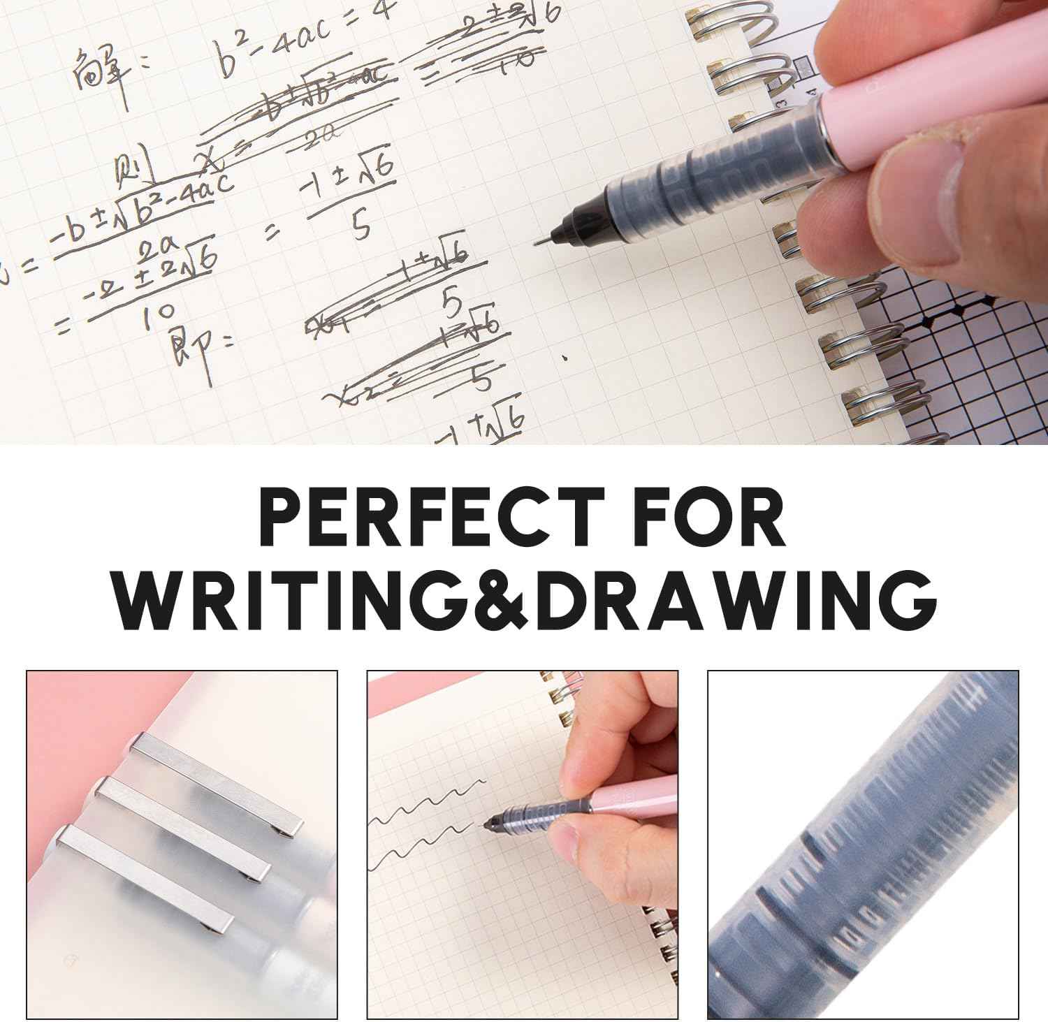 M&G Liquid Rollerball Pen,0.5mm Fine Point Pen with Black Ink 6 Pack - TTpen