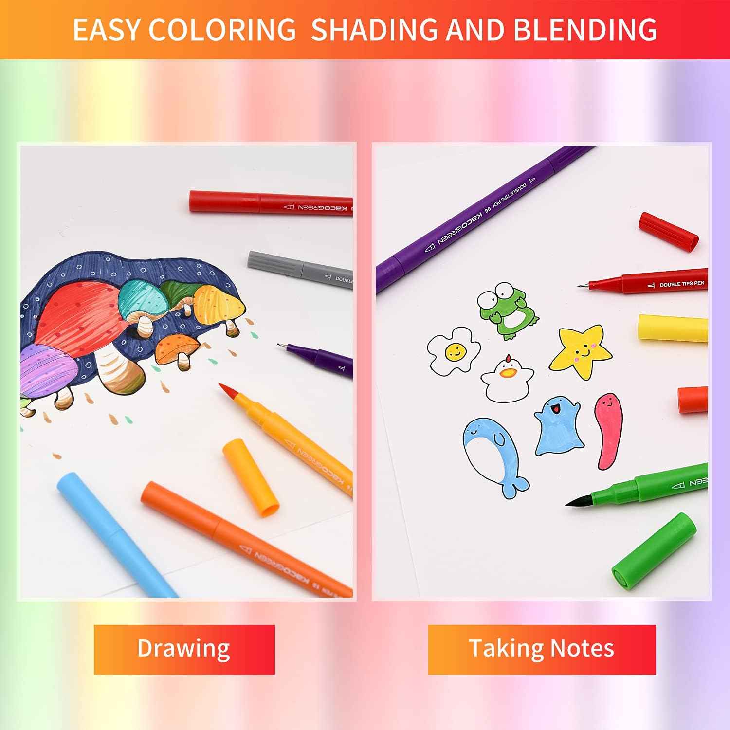 Kaco 36 Artist Coloring Art Markers Dual Tip Pens - TTpen