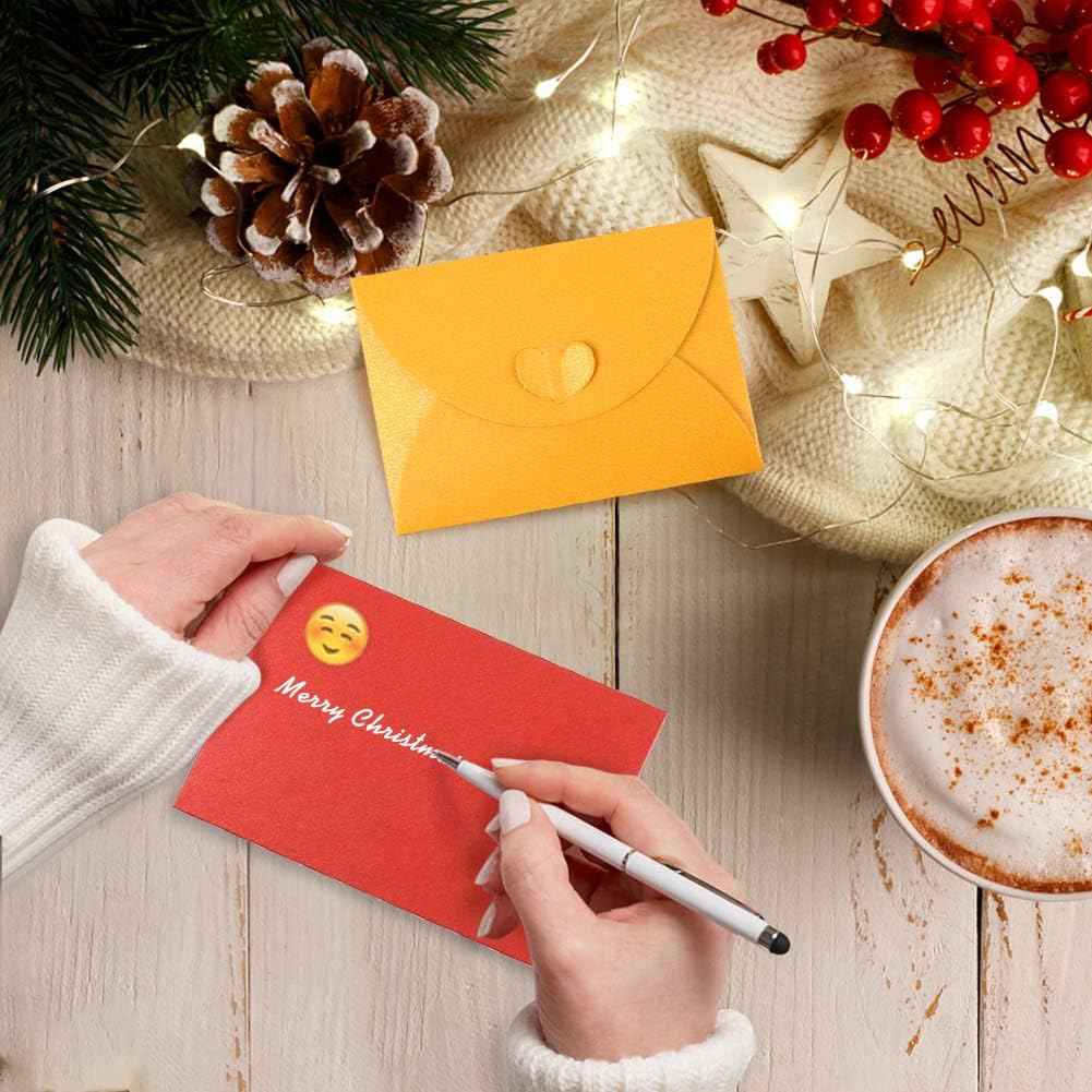 100pcs Mini Christmas Gift Card Envelopes with Heart Shaped Clasp - TTpen