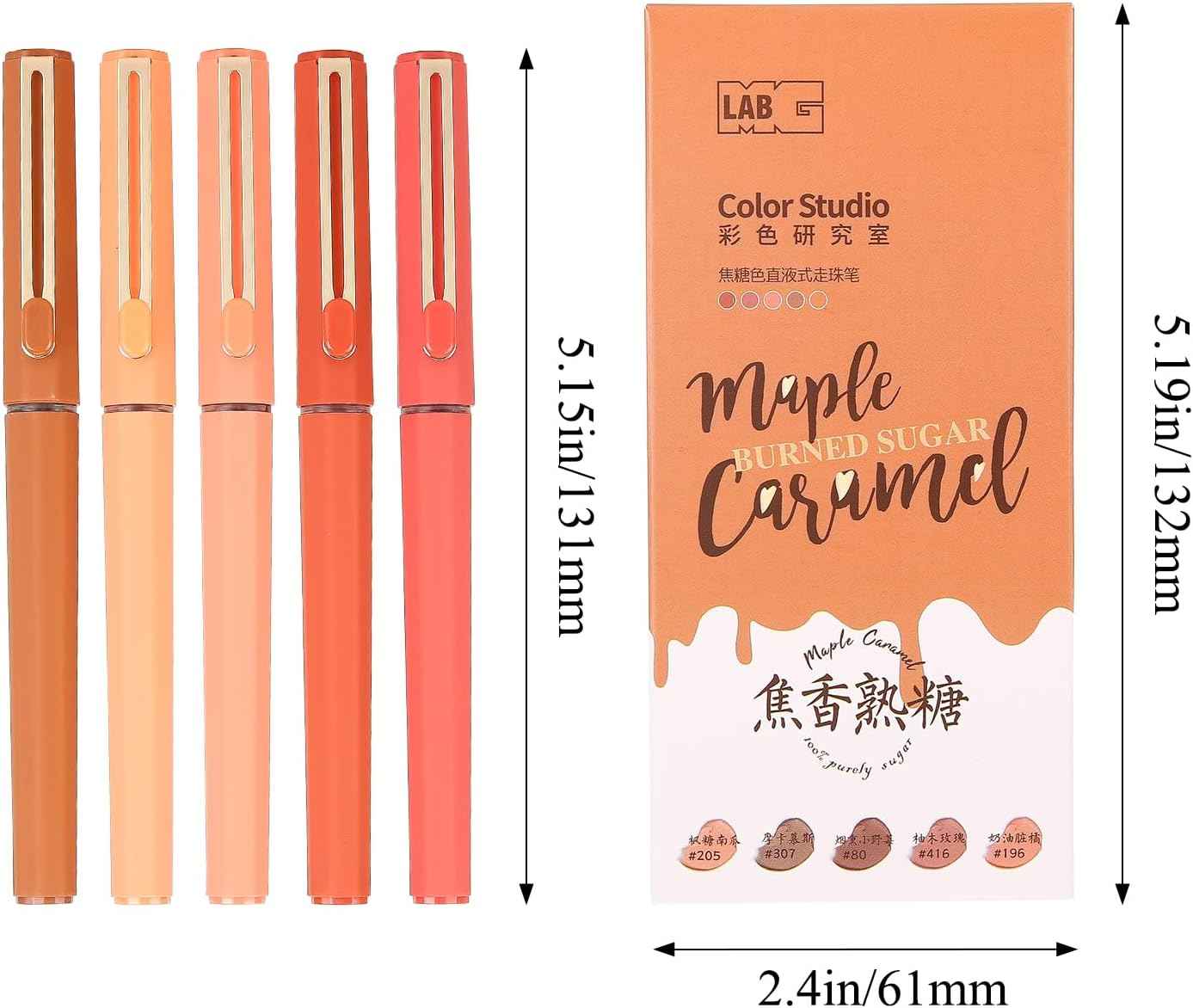 5Pcs Liquid Rollerball Pens Ultra Fine Point Black Ink,Caramel Color - TTpen