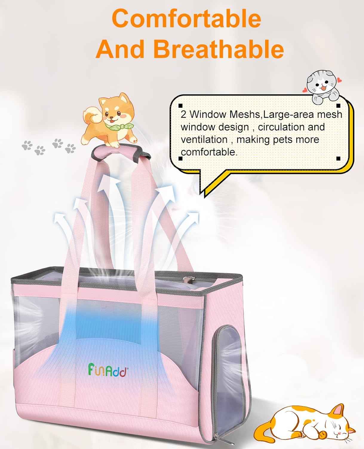 FunAdd Pet Pet Carrier,Airline Approved,for Small Dogs and Cats - TTpen