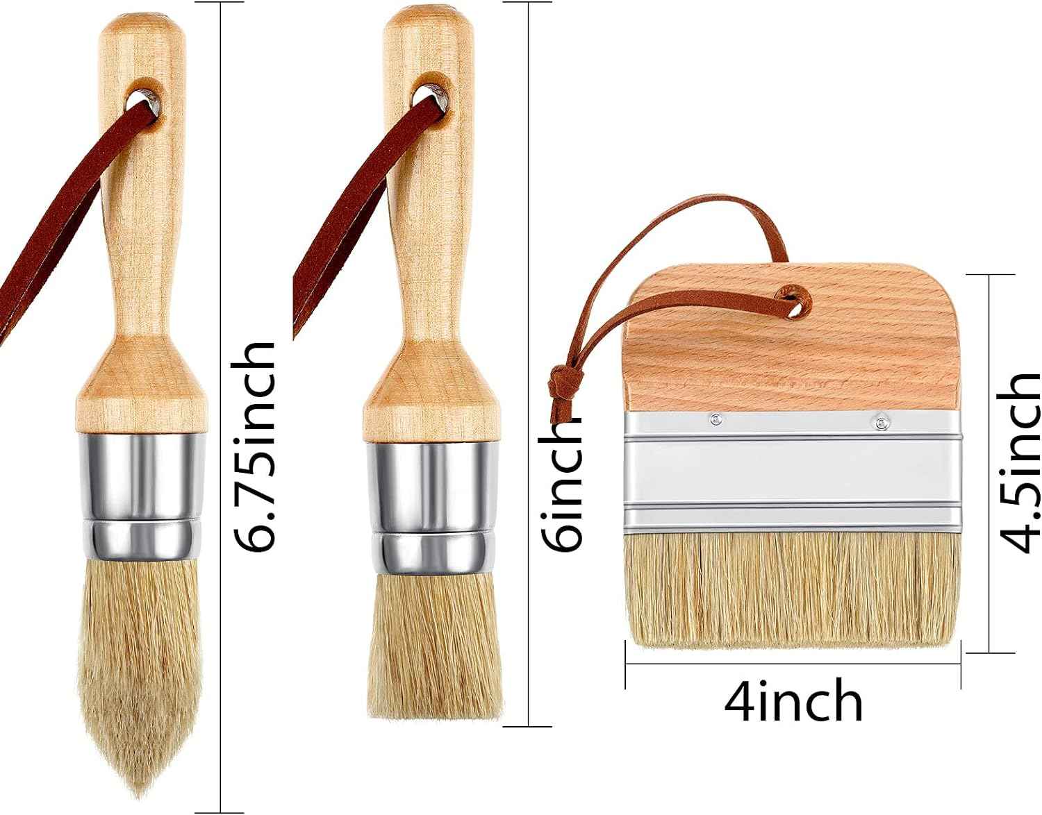 3 Pieces Chalk and Wax Paint Brushes for Acrylic Painting Wood Furniture - TTpen