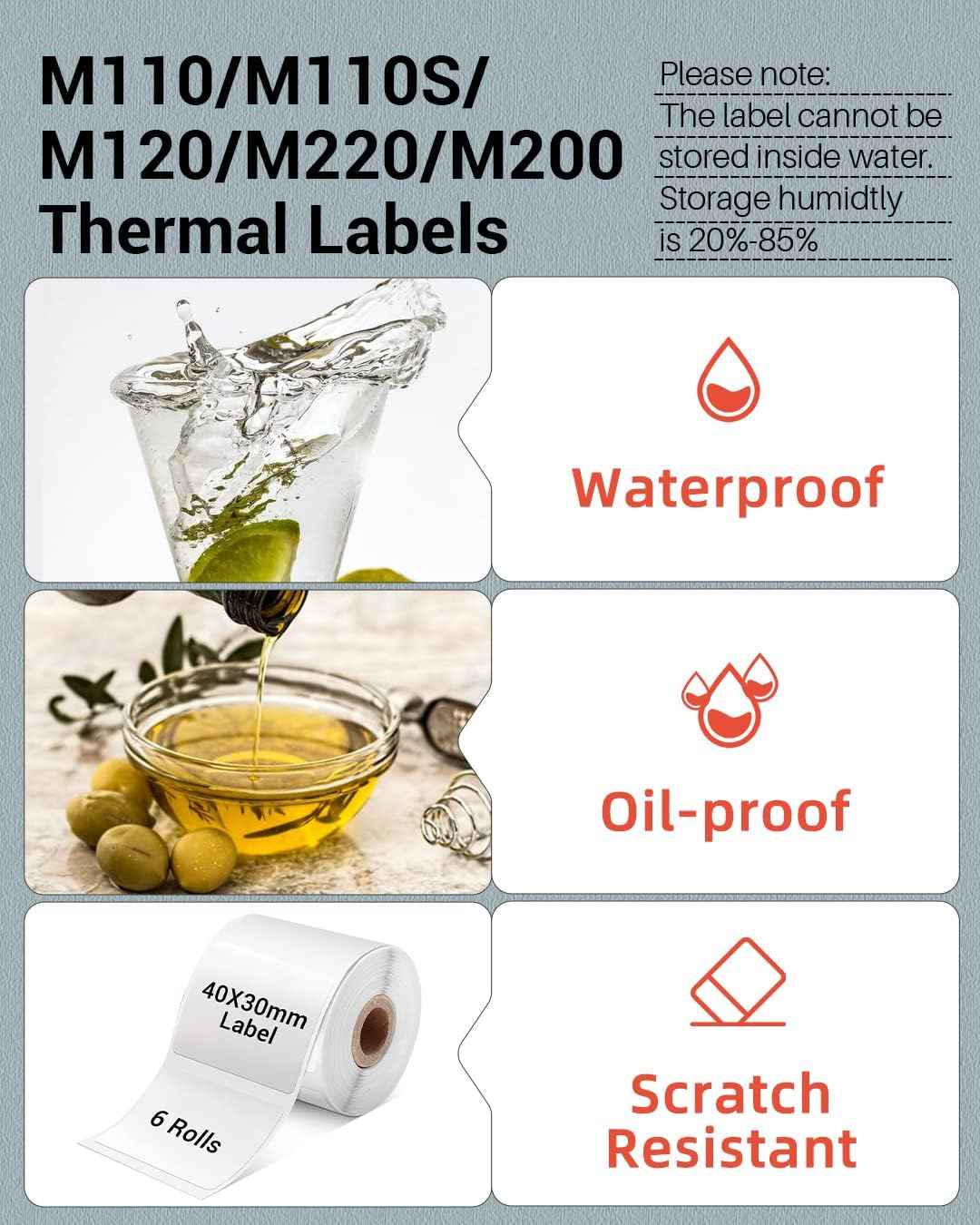 Phomemo M110/M120/M200/M220 Thermal Paper 40x30mm Labels White - TTpen