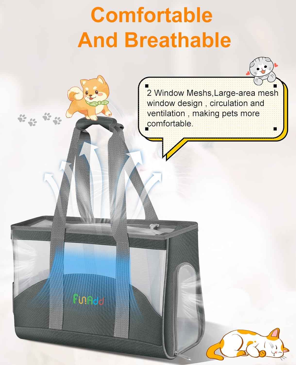 FunAdd Pet Pet Carrier,Airline Approved,for Small Dogs and Cats - TTpen