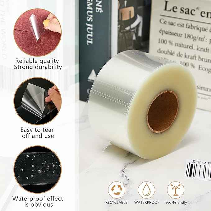 500pcs Clear Waterproof Sticker Protector Labels 52 x 103mm - TTpen