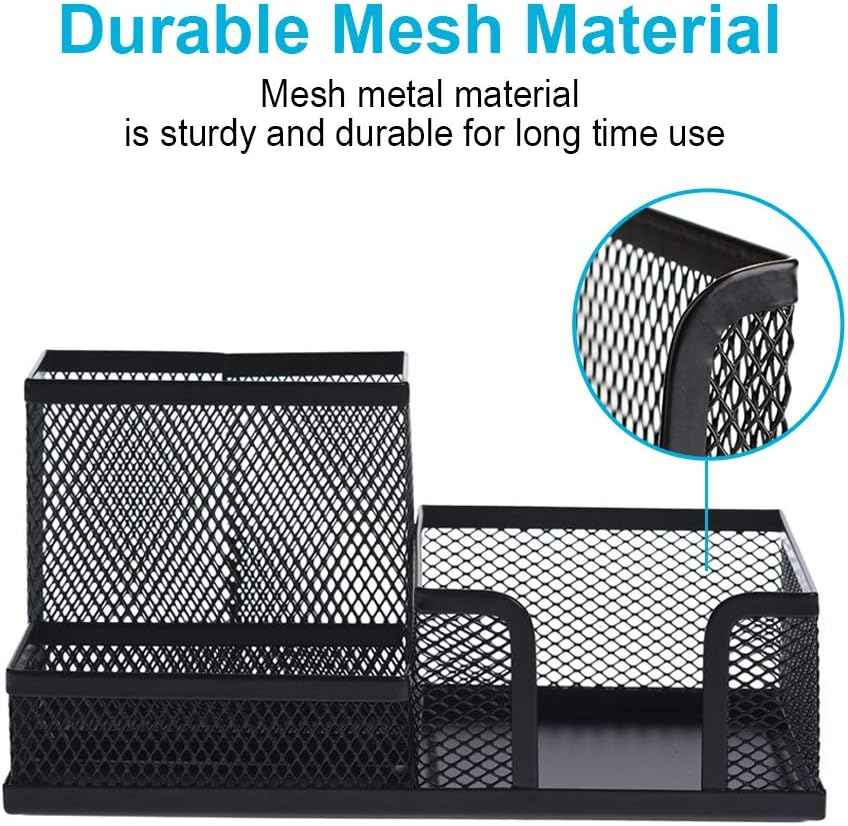 Comix Mesh Pen Pencil Holder with Post It Note Holders Desk Organizer - TTpen