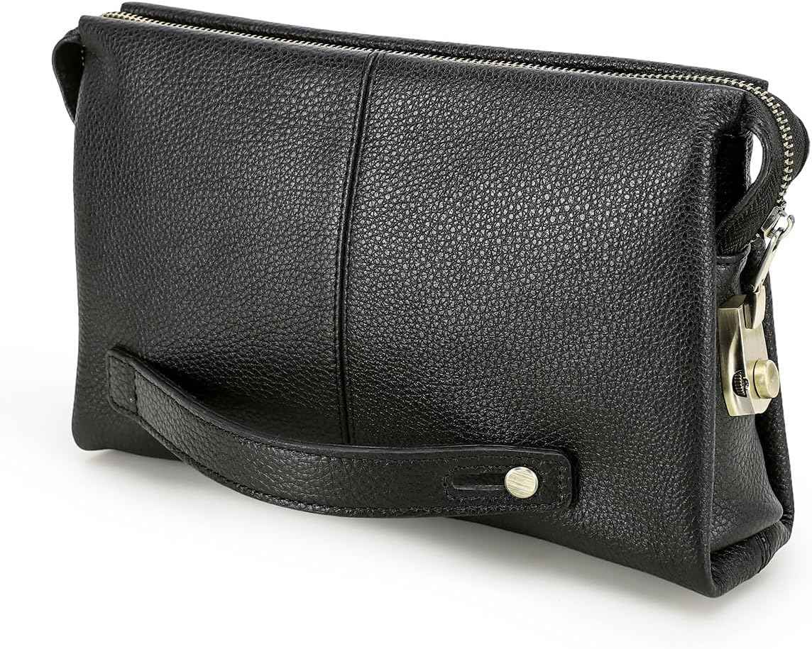 Genuine Leather Men Clutch Purse Bag Wallet Anti Theft