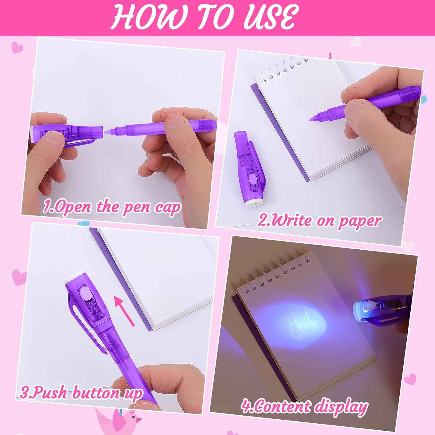 12PCS Invisible Ink Pen,Spy Pen with UV Light for Kids - TTpen