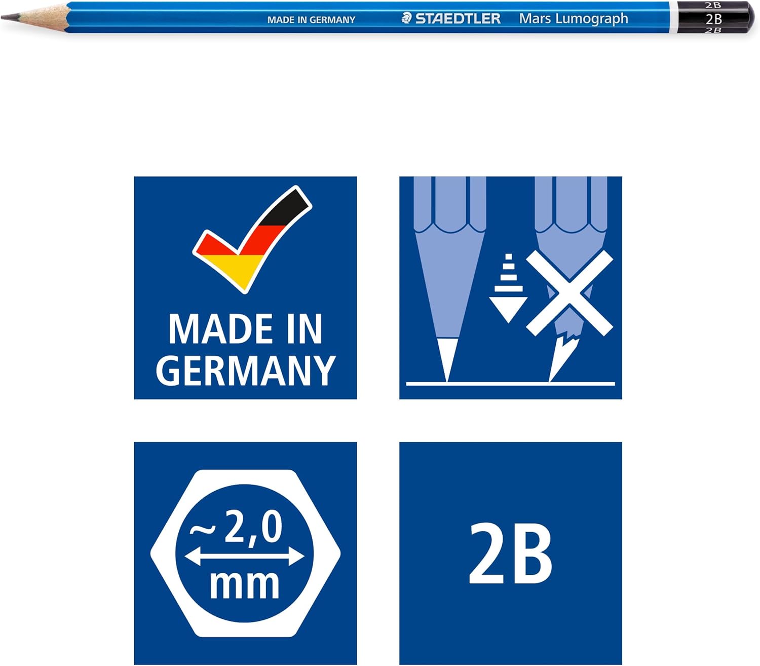 Staedtler 100 Mars Lumograph 2B Graphite Art Drawing Pencil,12 Pack