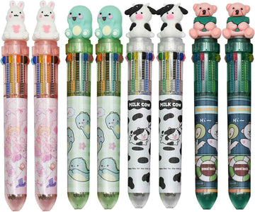 8PCS Multicolor Ballpoint Pen 10-in-1 Animal Retractable Pens - TTpen