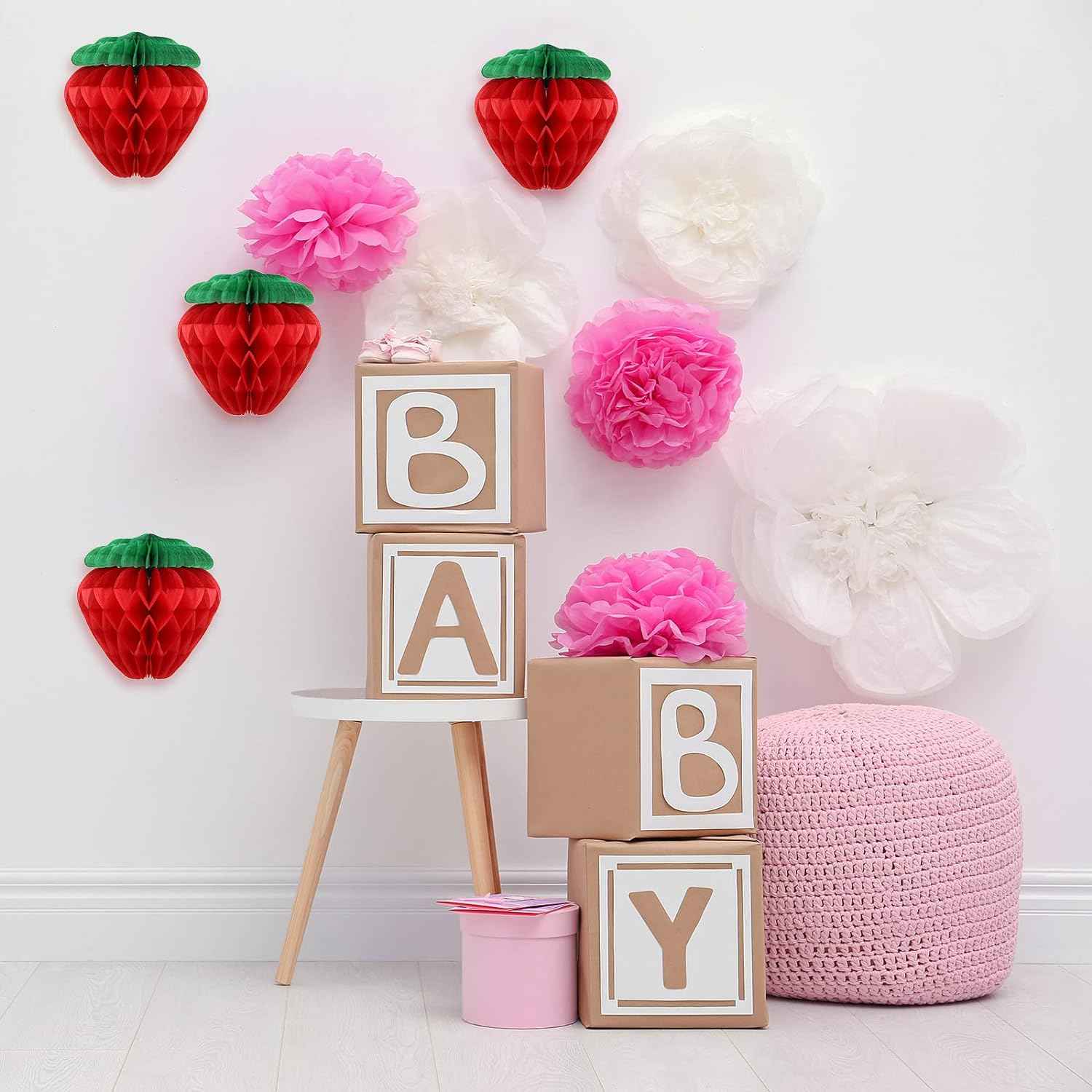 6 Inch Tissue Paper Strawberry Ball Decoration Red - TTpen