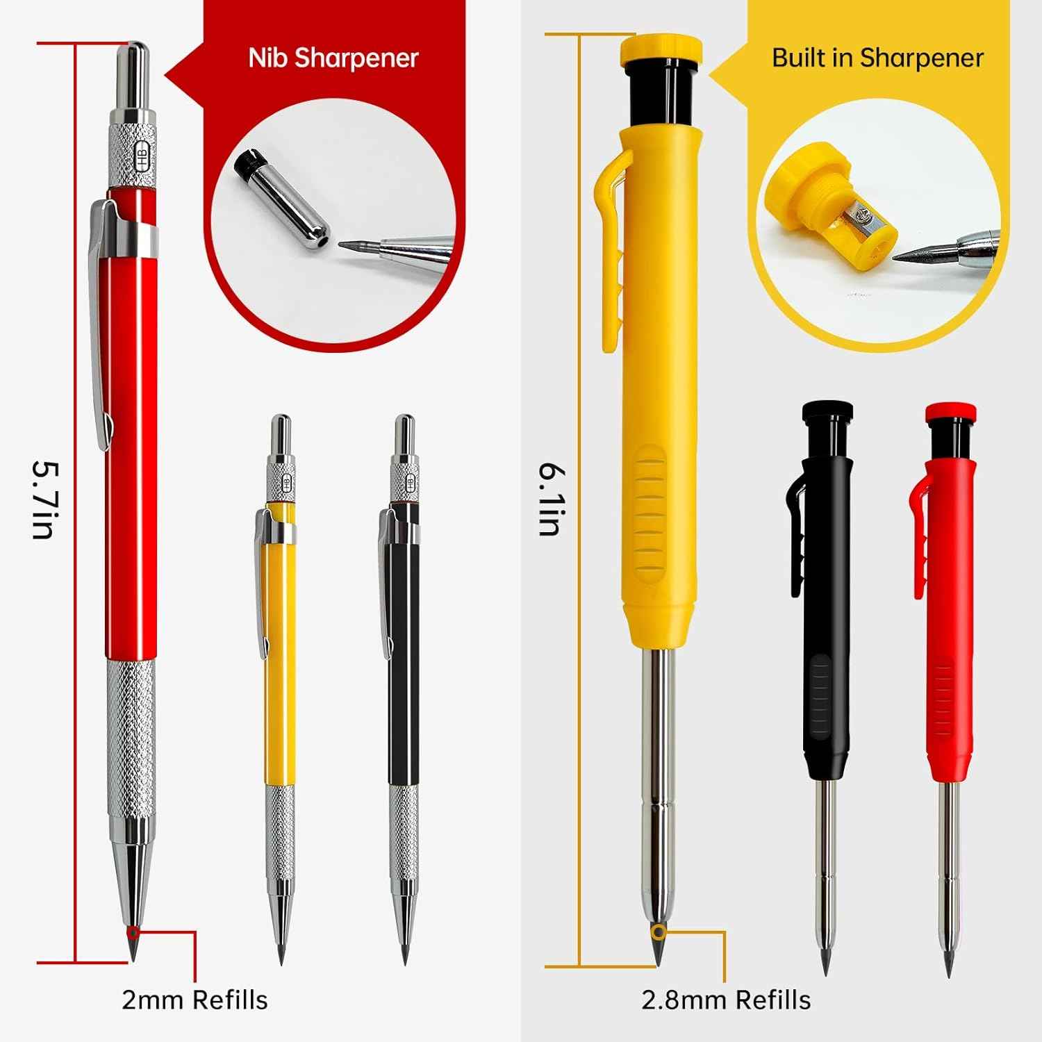 Mechanical Carpenter Pencils Set with 30 Marker Refills for Architect Construction - TTpen